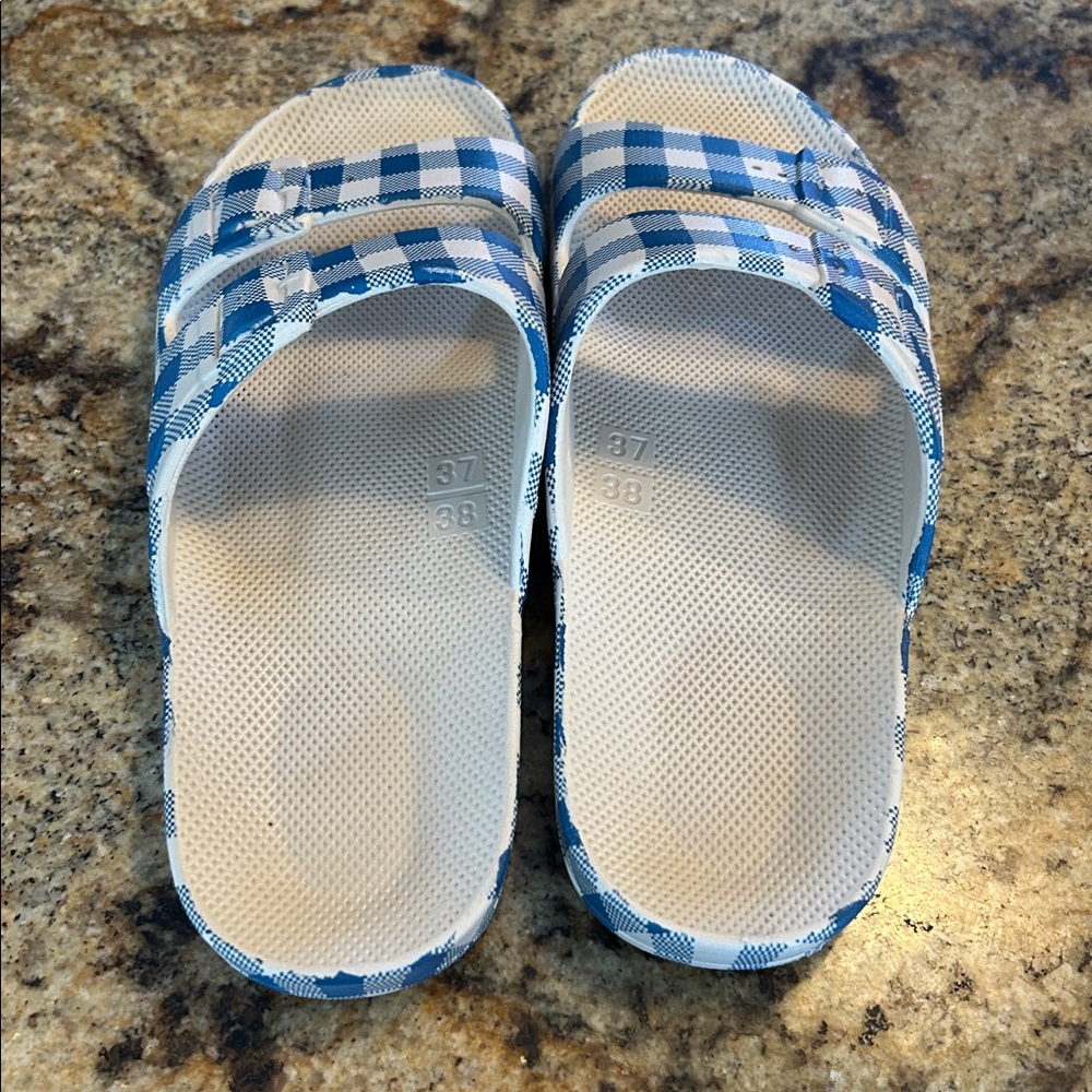 Freedom Moses Blue and White Checkered Sandals - Picture 2 of 4